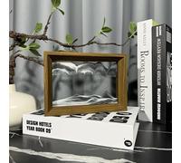 AzureLeap 3D Moving Sand Art -Liquid Motio Deep Sea Flowing Sand Picture, Solid Wood Frame, Square Glass, Home Office Desk Decor[Black 6in]
