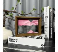 AzureLeap 3D Moving Sand Art -Liquid Motio Deep Sea Flowing Sand Picture, Solid Wood Frame, Square Glass, Home Office Desk Decor[Pink 6in]
