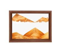 AzureLeap 3D Moving Sand Art -Liquid Motio Deep Sea Flowing Sand Picture, Solid Wood Frame, Square Glass, Home Office Desk Decor[Yellow 8in]