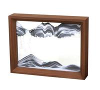 AzureLeap 3D Moving Sand Art -Liquid Motio Deep Sea Flowing Sand Picture, Solid Wood Frame, Square Glass, Home Office Desk Decor[Black 8in]