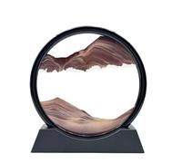 AzureLeap Moving Sand Art Liquid Motion, 3D Deep Sea Sandscape Color Quicksand Decor, Round Glass Moving Sand Art Picture Relaxing Desktop Home Office Work Decor (7 inch-Coffee)