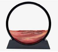 AzureLeap Moving Sand Art Liquid Motion, 3D Deep Sea Sandscape Color Quicksand Decor, Round Glass Moving Sand Art Picture Relaxing Desktop Home Office Work Decor (12 inch-RED)