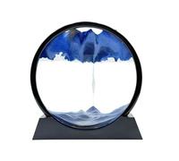 AzureLeap Moving Sand Art Liquid Motion, 3D Deep Sea Sandscape Color Quicksand Decor, Round Glass Moving Sand Art Picture Relaxing Desktop Home Office Work Decor (12 inch-Blue)