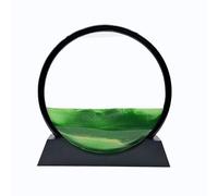 AzureLeap Moving Sand Art Liquid Motion, 3D Deep Sea Sandscape Color Quicksand Decor, Round Glass Moving Sand Art Picture Relaxing Desktop Home Office Work Decor (12 inch-Green)