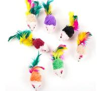 AzurePure 1PC Cat Interactive Cute Soft Cat Mouse Toys Fake Mouse Colorful Feathers Fun Play Training Cat Kitten Pet Supplies cat toys(Random 5pcs)