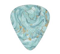 Azurite Teal and Foil Gold Oil Marble Pattern Advanced guitar pick 12 pieces Three thicknesses for bass, electric guitar, acoustic guitar bag
