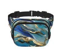 Azurite Teal and Foil Gold Oil Marble Pattern Print
