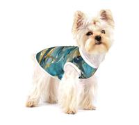 Azurite Teal and Foil Gold Oil Marble Pattern Print Dog Shirt,Dog Shirt Vest for Small Breeds Like Chihuahuas,Yorkies, and Puppies