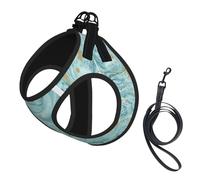 Azurite Teal And Foil Gold Oil Marble Pattern Print Pet Supplies Adjustable Step-In Flex Breathable Mesh Dog Harness For Small Medium Dogs, S-L