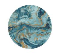 Azurite Teal and Foil Gold Oil Marble Pattern Printed Gaming Mouse Pad 1 PCS, Round Non-Slip Rubber Base Laptop Mousepad Desk Mat for Gamer, Office, Home