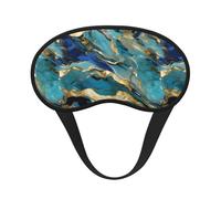 Azurite Teal and Foil Gold Oil Marble Pattern Sleep Mask, Eye Mask, Light-Blackout Design Ultra Soft & Comfortable for Men, Women