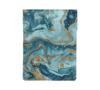 Azurite Teal and Foil Gold Oil Marble Printed Laptop Sleeve Bag 13-Inch - Leather Laptop Sleeve Case Shockproof Protective Computer Cover Bag