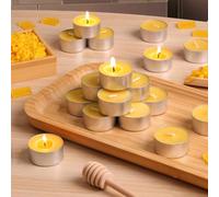 Azuritek 20 PCS Beeswax Tealight Candles, 100% Beeswax Tea Lights Candles with 6H Burn Time, Paraffin Free Pure Natural Organic Unscented Tealights for Party, Dinner and Table Decorations Centrepiece