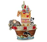 Azurt LCX Hand Painted Animal Trinket Box for Home Decor, Hinged Jewelry Organizer Storage, Unique Personalized Collectible Keepsake Figurine Handmade Decorative Ornament Gifts (Noah's Ark)