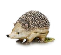 Azurt LCX Hand Painted Hedgehog Trinket Box for Home Decor, Hinged Jewelry Organizer Storage, Unique Personalized Collectible Keepsake Figurine Handmade Decorative Ornament Gifts (Brown Hedgehog)