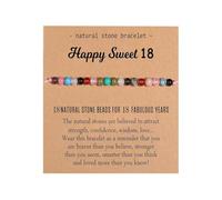 Azusa Sun 13 18 30 40 50 Year Old Birthday Gifts for Women Colorful Natural Stone Beads Adjustable Bracelet for Daughter Sister Niece Friends Mom Grandma Happy Birthday Gift, Adjustable, Stone, no