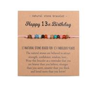 Azusa Sun 13 18 30 40 50 Year Old Birthday Gifts for Women Colorful Natural Stone Beads Adjustable Bracelet for Daughter Sister Niece Friends Mom Grandma Happy Birthday Gift, Adjustable, Stone, no