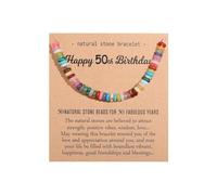 Azusa Sun 13 18 30 40 50 Year Old Birthday Gifts for Women Colorful Natural Stone Beads Adjustable Bracelet for Daughter Sister Niece Friends Mom Grandma Happy Birthday Gift, Adjustable, Stone, no