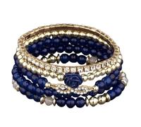 Azusa Sun 4 Pcs Cute Butterfly Charm Bracelets Set Gold Beaded Stackable Stretch Bracelets Bohemian Summer Jewelry Gifts for Women, One Size, Crystal Stone, no gemstone