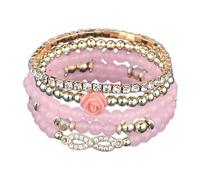 Azusa Sun 4 Pcs Cute Butterfly Charm Bracelets Set Gold Beaded Stackable Stretch Bracelets Bohemian Summer Jewelry Gifts for Women, One Size, Crystal Stone, no gemstone