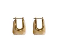 Azusa Sun Acrylic Hoop Earrings for Women Gold Plated Geometric Resin Minimalist Clear Brown Chunky Hoops Earrings Statement Party Jewelry Gifts, One Size, Acrylic, No Gemstone
