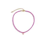 Azusa Sun Boho Heart Beaded Choker Necklace Love Heart Summer Beach Colorful Beaded Pendant Necklace For Women Girls Fashion Jewelry Gift, 1 PC, Metal, No Gemstone