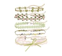Azusa Sun Chokers Set for Women Heart Choker Necklaces Flower Pendant Velvet Choker Lace Choker Cute Pink Green Necklace Daisy Choker Necklace Statement Jewelry Valentine's Day Gift, One Size, Cotton