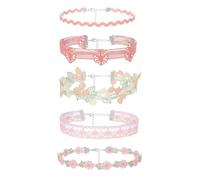 Azusa Sun Chokers Set for Women Heart Choker Necklaces Flower Pendant Velvet Choker Lace Choker Cute Pink Green Necklace Daisy Choker Necklace Statement Jewelry Valentine's Day Gift, One Size, Cotton