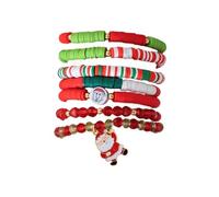 Azusa Sun Christmas Beaded Stretch Bracelets for Women Holiday Heishi Surfer Stackable Bracelet Christmas Tree Star Elk Snowflake Charm Bracelets Friendship Y2k Jewelry, Adjustable, Acrylic, no