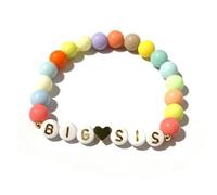 Azusa Sun Colorful Big Sister Bracelet Little Sister Bracelet Letter Beads and Heart Beads Bracelet Y2K Jewelry Gifts for Women, One Size, Plastic Resin, no gemstone