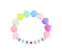 Azusa Sun Colorful Big Sister Bracelet Little Sister Bracelet Letter Beads and Heart Beads Bracelet Y2K Jewelry Gifts for Women, One Size, Plastic Resin, no gemstone