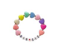 Azusa Sun Colorful Big Sister Bracelet Little Sister Bracelet Letter Beads and Heart Beads Bracelet Y2K Jewelry Gifts for Women, One Size, Plastic, no gemstone