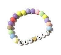 Azusa Sun Colorful Big Sister Bracelet Little Sister Bracelet Letter Beads and Heart Beads Bracelet Y2K Jewelry Gifts for Women, One Size, Plastic Resin, no gemstone