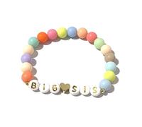 Azusa Sun Colorful Big Sister Bracelet Little Sister Bracelet Letter Beads and Heart Beads Bracelet Y2K Jewelry Gifts for Women, One Size, Plastic Resin, no gemstone