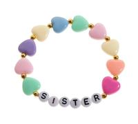 Azusa Sun Colorful Big Sister Bracelet Little Sister Bracelet Letter Beads and Heart Beads Bracelet Y2K Jewelry Gifts for Women, One Size, Plastic Resin, no gemstone