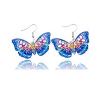 Azusa Sun Colorful Butterfly Dangle Earrings Moth Wing Acrylic Earrings Boho Vacation Jewelry Gifts for Women, One Size, Acrylic, No Gemstone