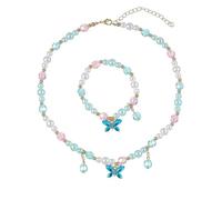 Azusa Sun Colorful Crystal Beaded Butterfly Summer Beach Necklace Acrylic Butterfly Animal Necklace Bracelet Set for Women, One Size, Acrylic, No Gemstone
