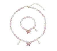 Azusa Sun Colorful Crystal Beaded Butterfly Summer Beach Necklace Acrylic Butterfly Animal Necklace Bracelet Set for Women, One Size, Acrylic, No Gemstone