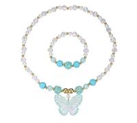 Azusa Sun Colorful Crystal Beaded Butterfly Summer Beach Necklace Acrylic Butterfly Animal Necklace Bracelet Set for Women, One Size, Acrylic, No Gemstone