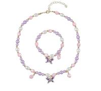 Azusa Sun Colorful Crystal Beaded Butterfly Summer Beach Necklace Acrylic Butterfly Animal Necklace Bracelet Set for Women, One Size, Acrylic, No Gemstone