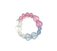 Azusa Sun Colorful Love Heart Beaded Bracelet for Women Summer Seaside Ocean Beach Bracelet Friendship Holiday Jewelry, One Size, Acrylic, no gemstone