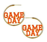 Azusa Sun Colorful Sports Game Day Hoop Earrings for Women Football Baseball Volleyball Basketball Team Sports Spirits Cheer Fan Outfit Gifts Round Statement Earrings Accessories, One Size, Zinc, No