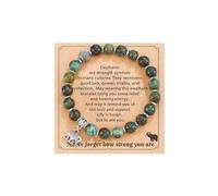 Azusa Sun Elephant Gifts for Women 8mm Natural Stone Bead Elephant Charm Bracelet Inspiration Strong Elephant Bracelet Mother's Day Jewelry Gifts, One Size, no gemstone