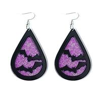 Azusa Sun Gothic Halloween Teardrop Earrings Glitter Skull Pumpkin Bat Dangle Earrings Halloween Party Jewelry for Women, One Size, Acrylic, No Gemstone