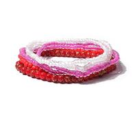 Azusa Sun Handmade Stackable Colorful Beads 5-6pcs Adjustable Multi layered Bracelets Set for Women Boho Multicolor Seed Stretch Wristbands Bohemian Summer Beach Jewelry Gift, One Size, Resin, no