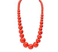 Azusa Sun Hot Pink Beaded Necklace for Women Men Colorful Bib Big Chunky Large Wooden Round Beads Strand Necklaces Costume Statement Wedding Jewelry Gift, One Size, Wood, No Gemstone