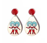 Azusa Sun Red White Blue Reading Teardrop Earrings Glitter Acrylic Stud Earrings Back to School Jewelry Gifts for Women Teacher