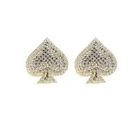 Azusa Sun Shiny Rhinestones Playing Cards Stud Earrings Red Black Poker Suits Stud Earrings for Women Nightclub Party Jewelry, One Size, Metal, No Gemstone