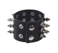 Azusa Sun Spike Rivet Bracelet Metal Studded Leather Cuff Bracelet Punk Rock Holiday Party Jewelry Gifts for Men Women, One Size, Leather, no gemstone