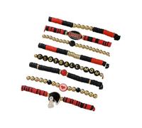 Azusa Sun Sports Lover Game Day Bracelets Football Charm Bracelet Red Black Green Heishi Clay Beaded Stackable Stretch Bracelets Set Football Mom Outfits Jewelry for Women, Adjustable, Metal Polymer